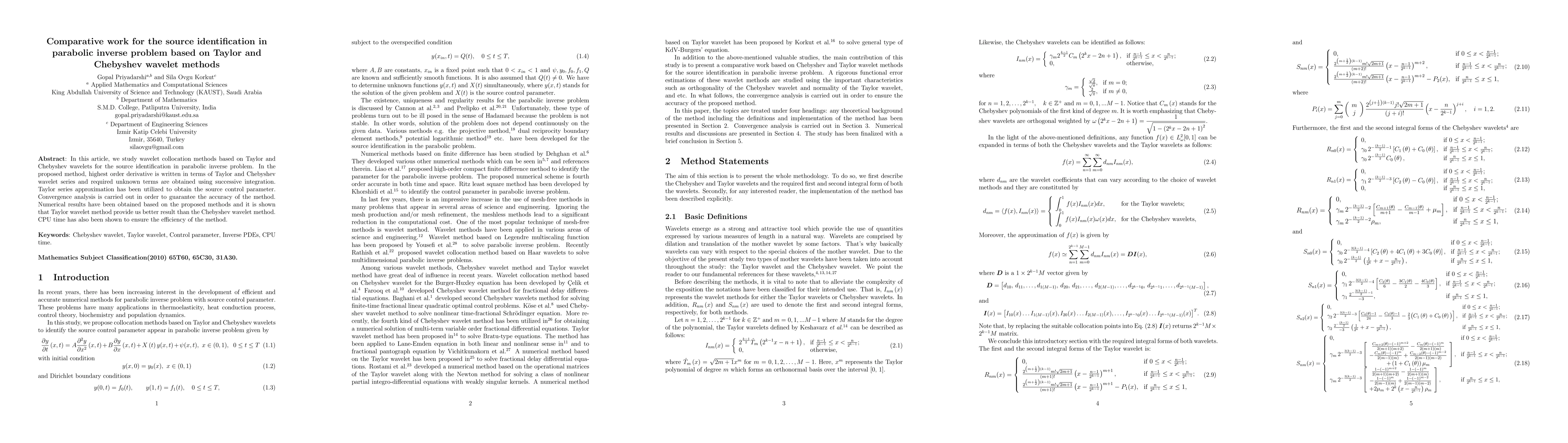 Thumbnail for Comparative work for the source identification in parabolic inverse
  problem based on Taylor and Chebyshev wavelet methods