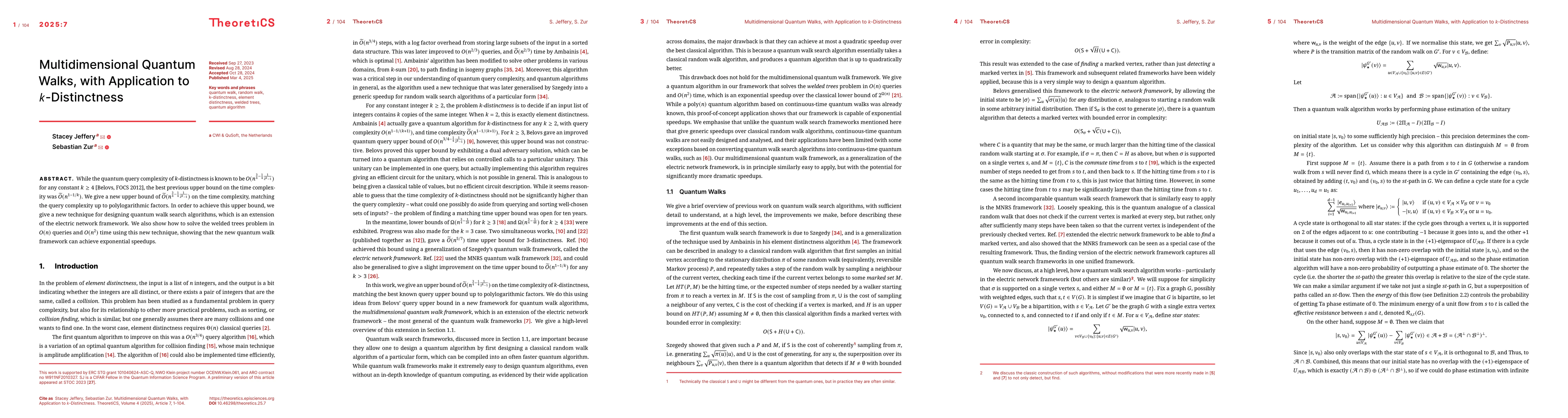 Thumbnail for Multidimensional Quantum Walks, with Application to $k$-Distinctness