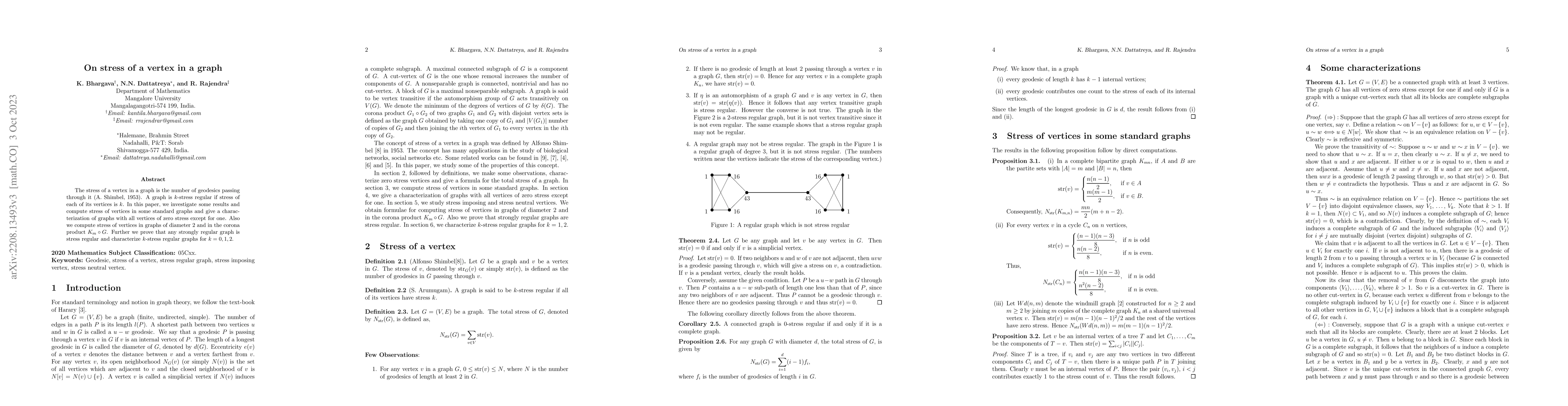 Thumbnail for On Stress of a Vertex in a Graph