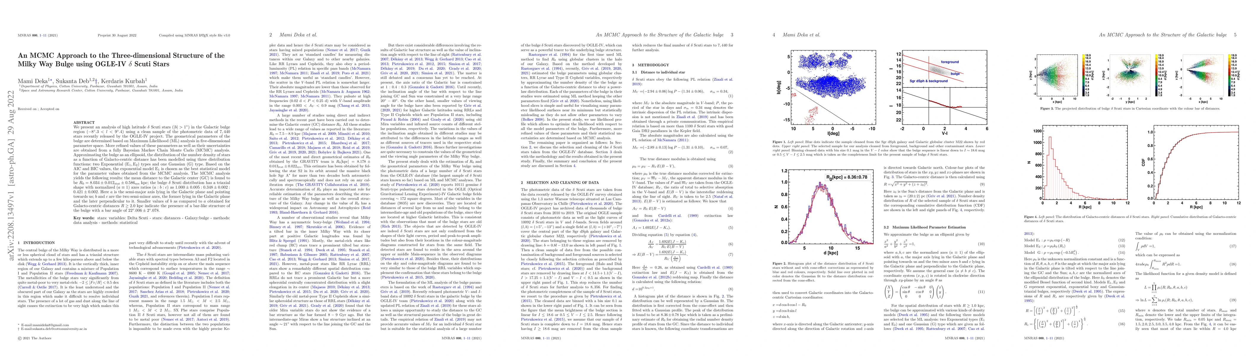 Thumbnail for An MCMC Approach to the Three-dimensional Structure of the Milky Way
  Bulge using OGLE-IV $\delta$ Scuti Stars
