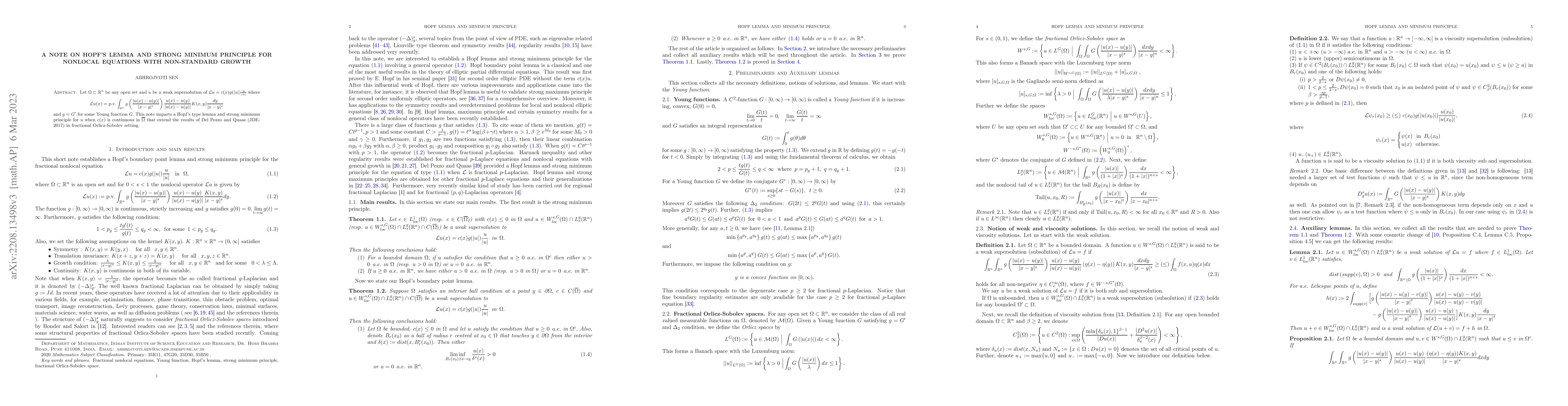 Thumbnail for A note on Hopf's lemma and strong minimum principle for nonlocal
  equations with non-standard growth