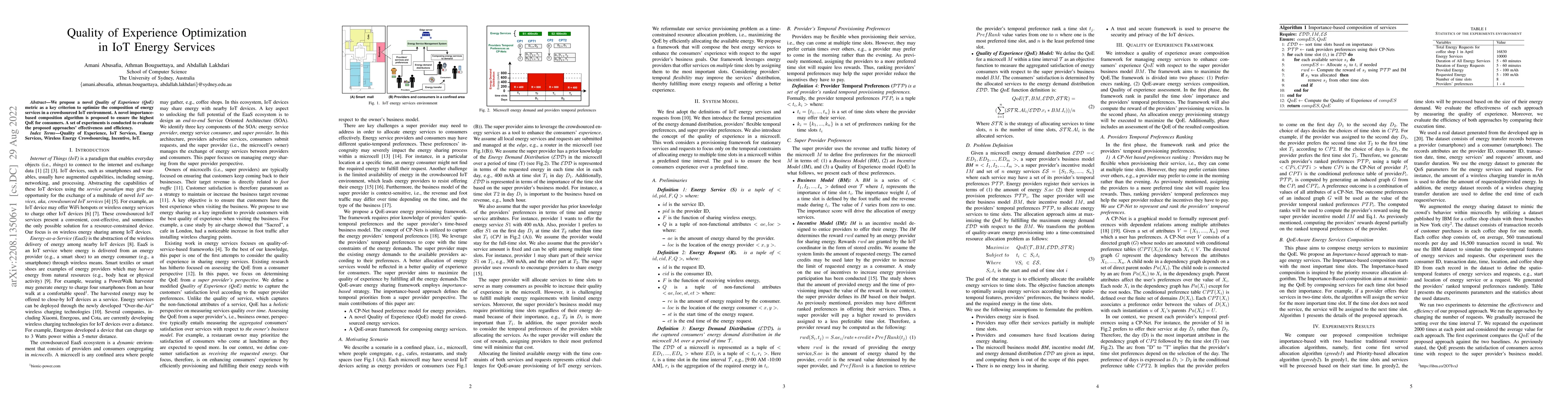 Thumbnail for Quality of Experience Optimization in IoT Energy Services