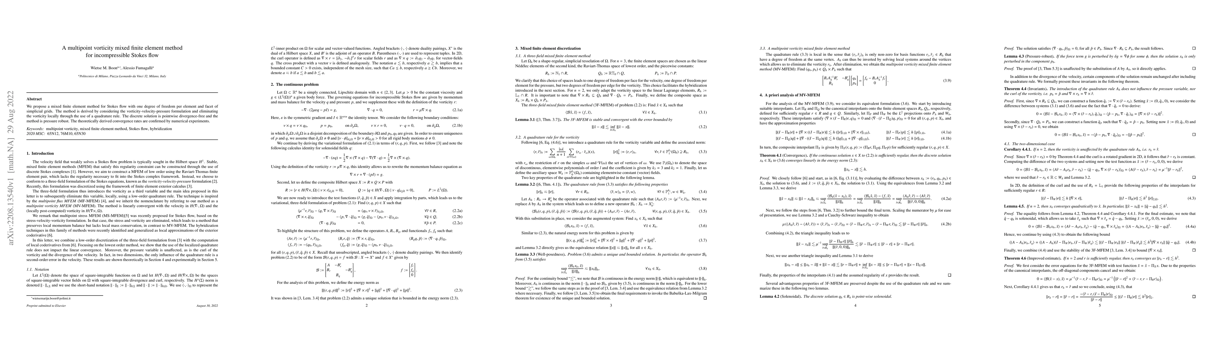 Thumbnail for A multipoint vorticity mixed finite element method for incompressible
  Stokes flow