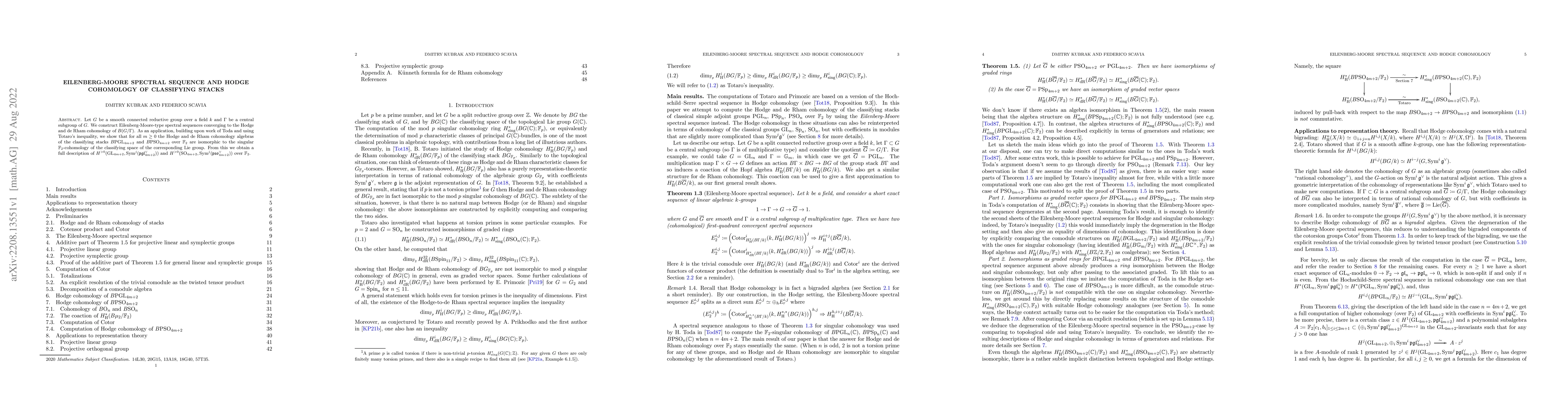 Thumbnail for Eilenberg-Moore spectral sequence and Hodge cohomology of classifying
  stacks
