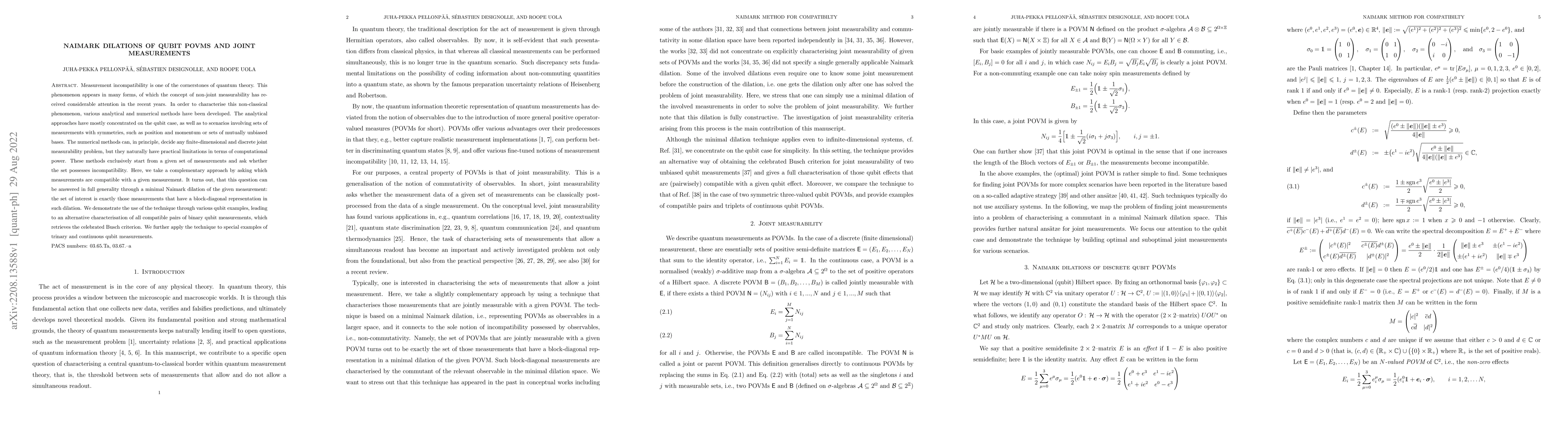 Thumbnail for Naimark dilations of qubit POVMs and joint measurements