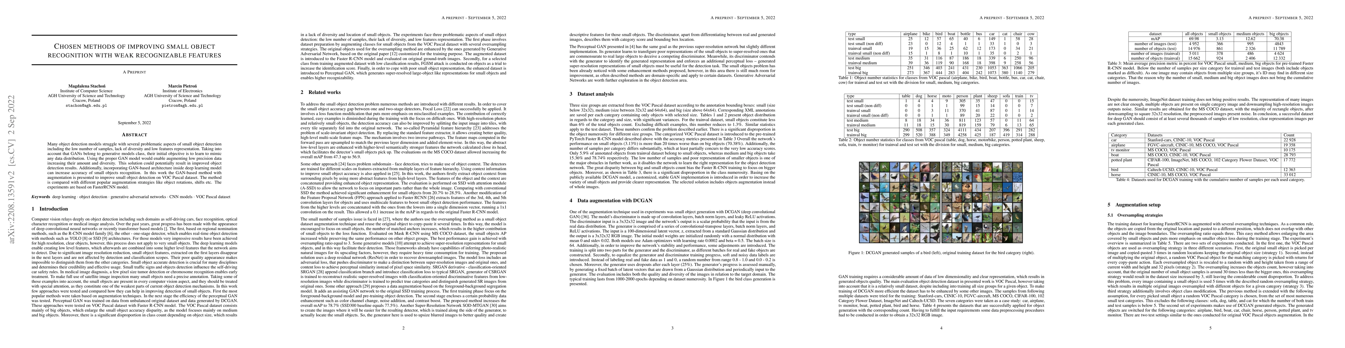 Thumbnail for Chosen methods of improving small object recognition with weak
  recognizable features