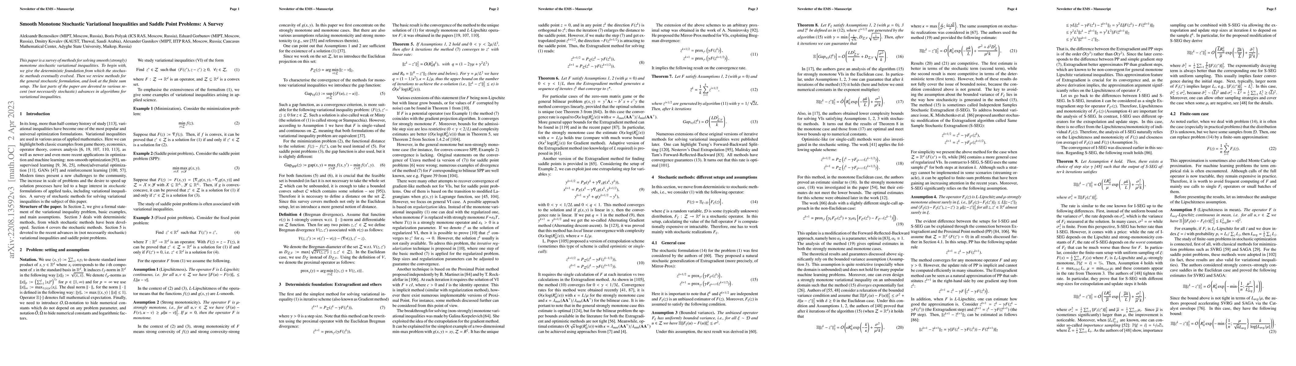 Thumbnail for Smooth Monotone Stochastic Variational Inequalities and Saddle Point
  Problems: A Survey