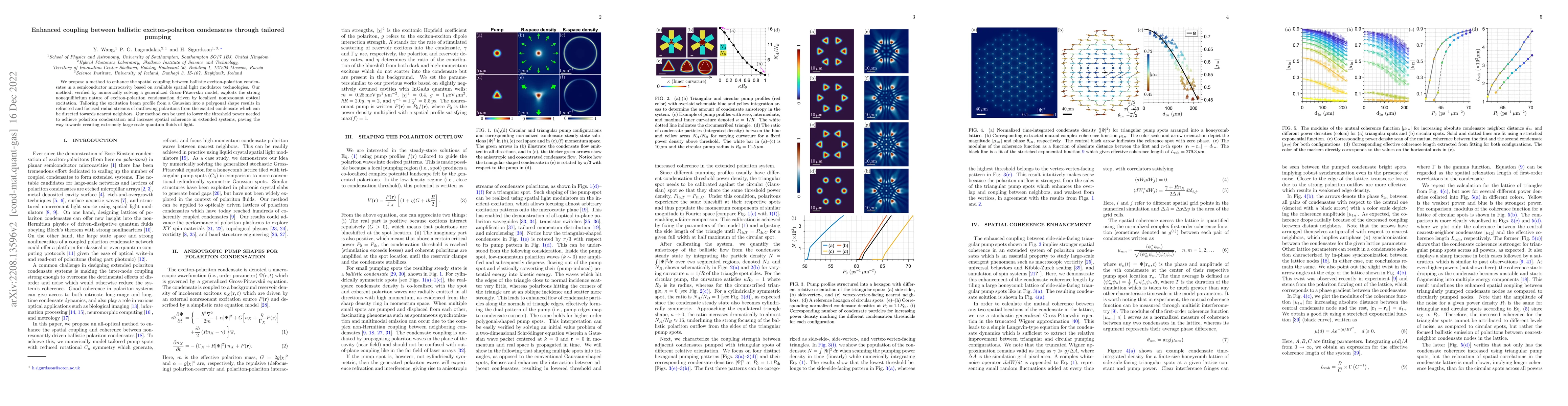 Thumbnail for Enhanced coupling between ballistic exciton-polariton condensates
  through tailored pumping