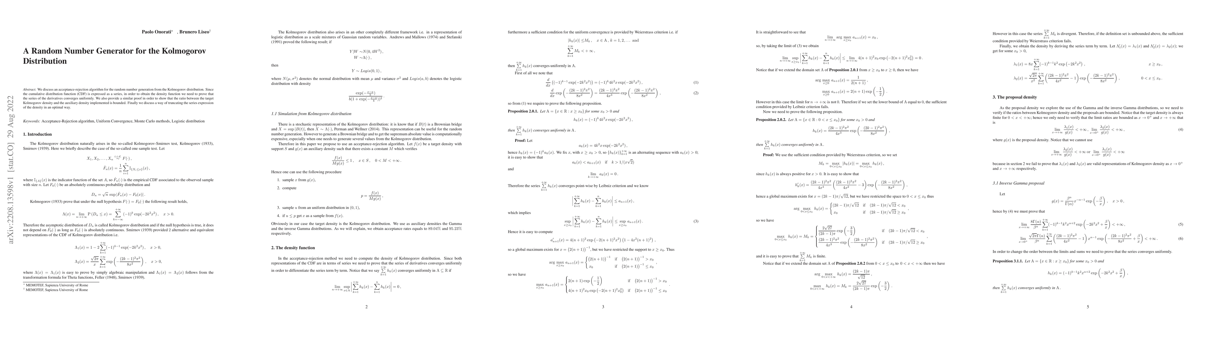 Thumbnail for A Random Number Generator for the Kolmogorov Distribution