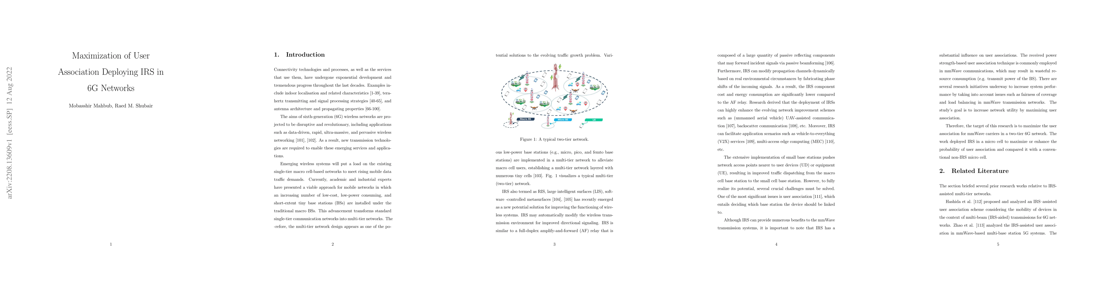 Thumbnail for Maximization of User Association Deploying IRS in 6G Networks
