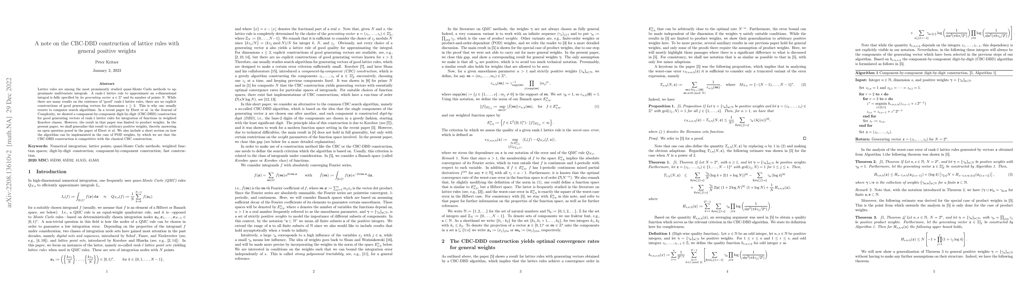 Thumbnail for A note on the CBC-DBD construction of lattice rules with general
  positive weights