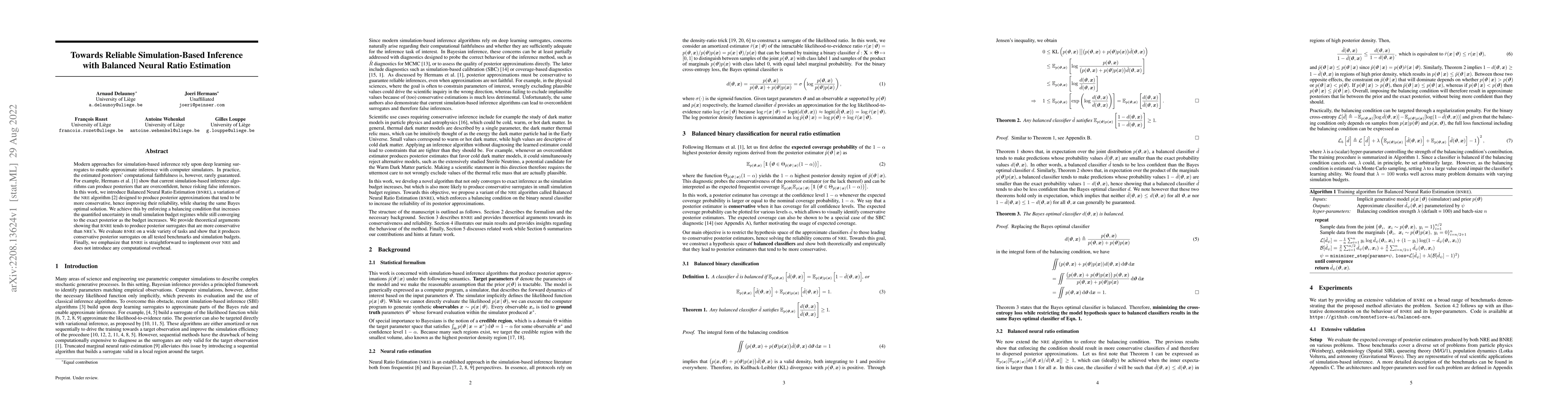 Thumbnail for Towards Reliable Simulation-Based Inference with Balanced Neural Ratio
  Estimation