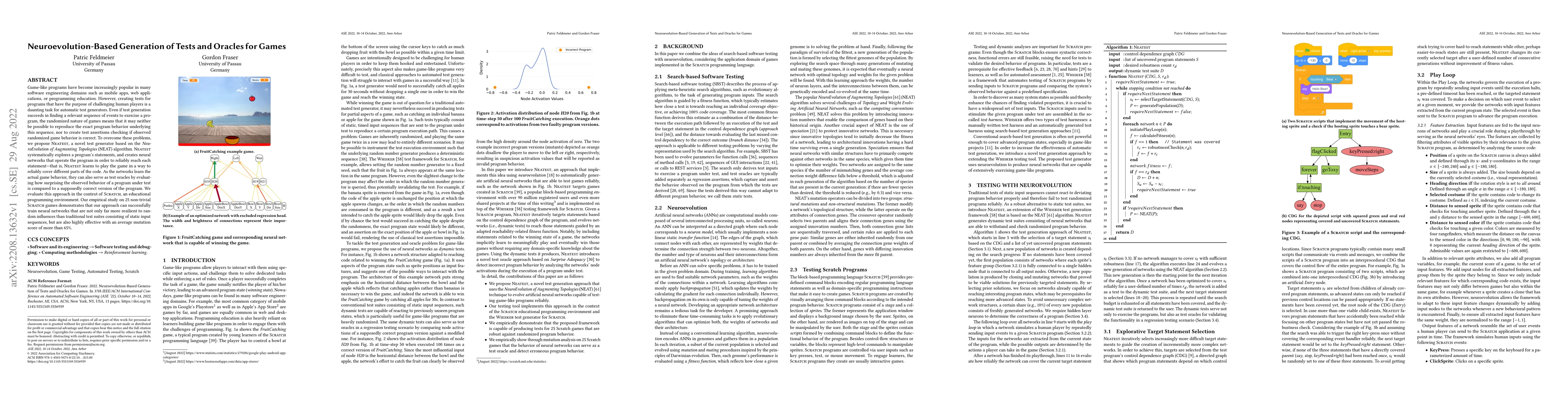 Thumbnail for Neuroevolution-Based Generation of Tests and Oracles for Games
