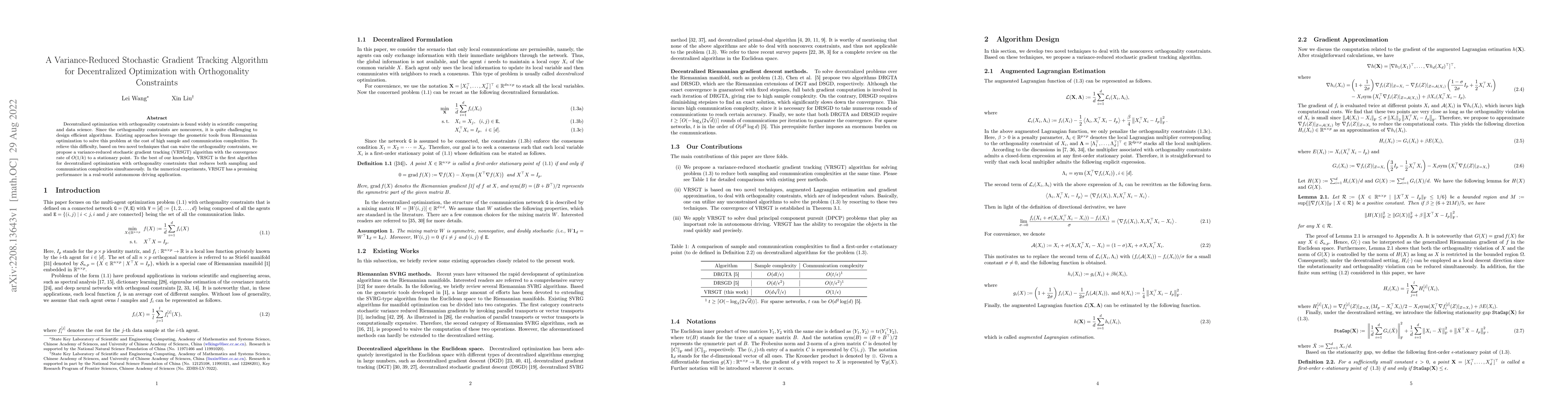 Thumbnail for A Variance-Reduced Stochastic Gradient Tracking Algorithm for
  Decentralized Optimization with Orthogonality Constraints