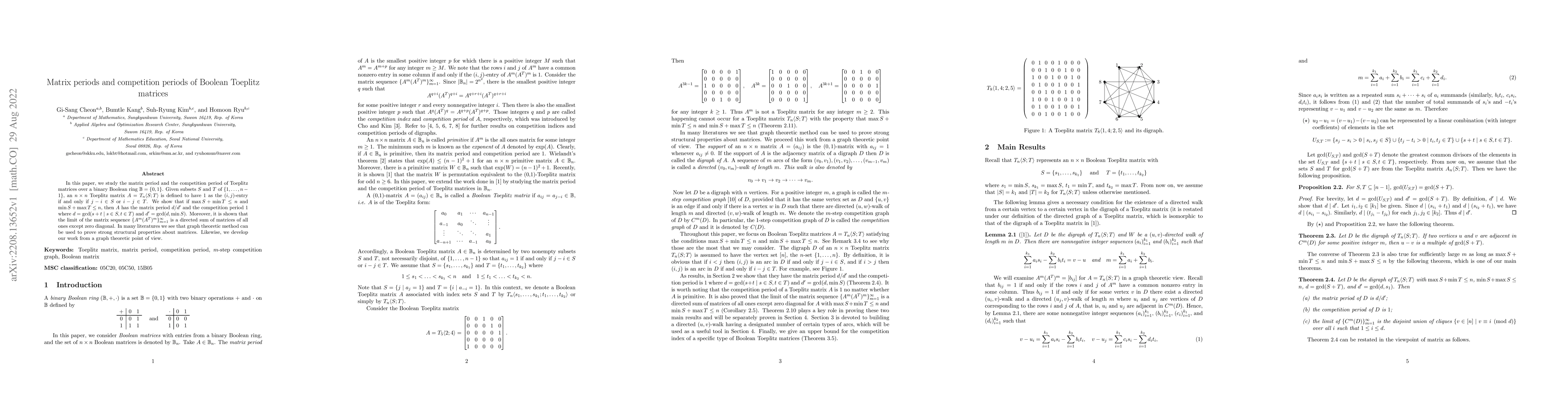 Thumbnail for Matrix periods and competition periods of Boolean Toeplitz matrices
