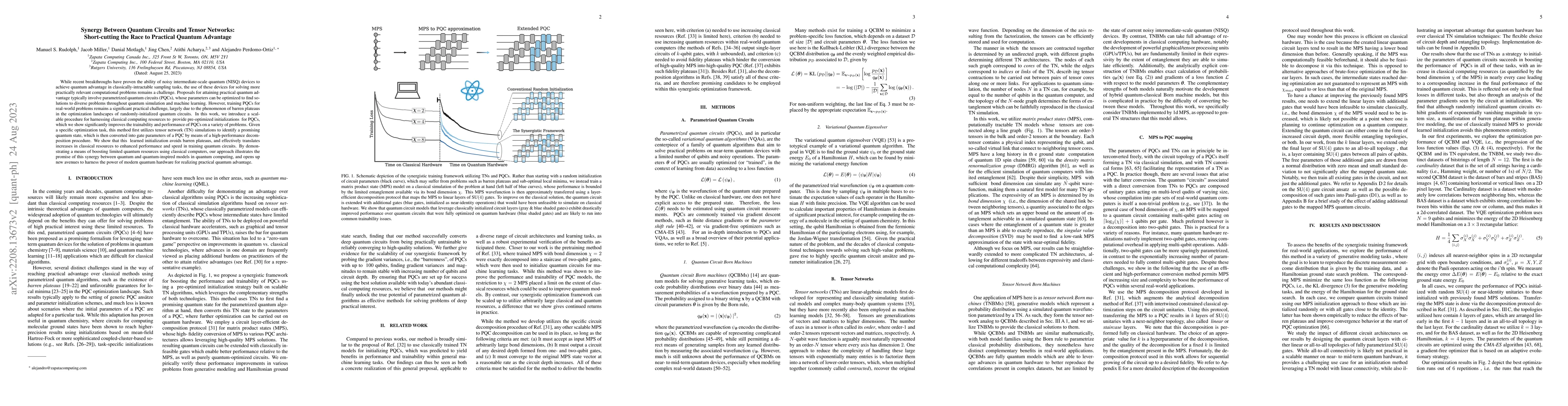 Thumbnail for Synergy Between Quantum Circuits and Tensor Networks: Short-cutting the
  Race to Practical Quantum Advantage