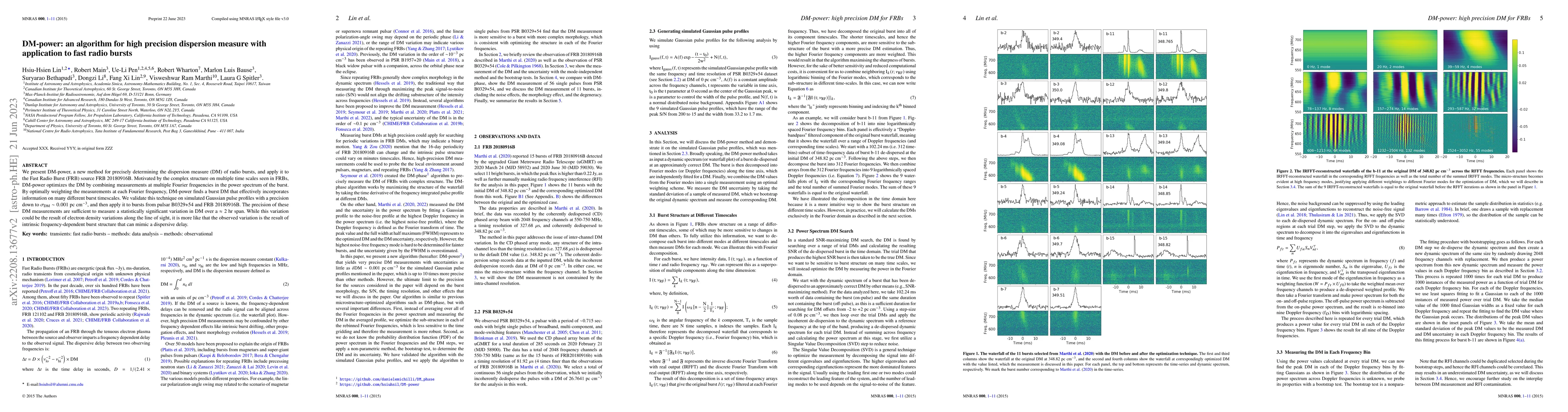 Thumbnail for DM-power: an algorithm for high precision dispersion measure with
  application to fast radio bursts