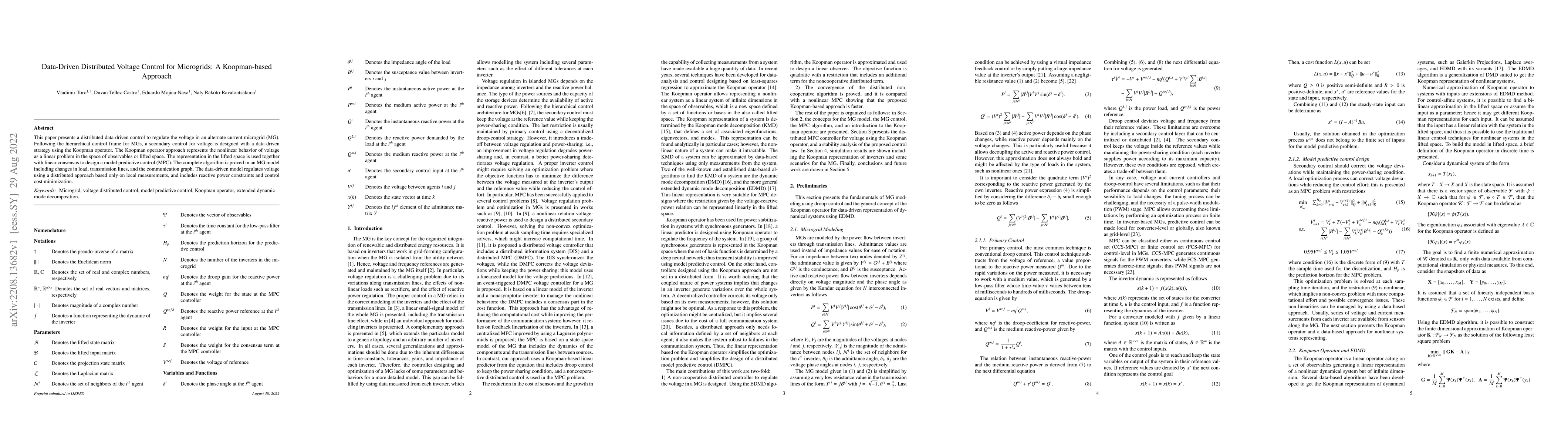 Thumbnail for Data-Driven Distributed Voltage Control for Microgrids: A Koopman-based
  Approach