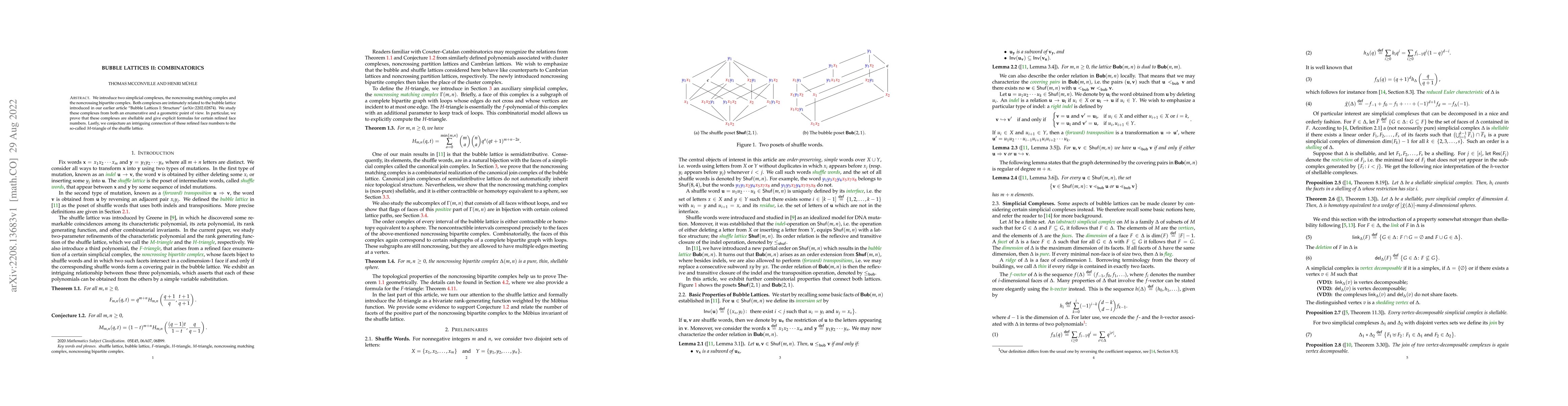 Thumbnail for Bubble Lattices II: Combinatorics