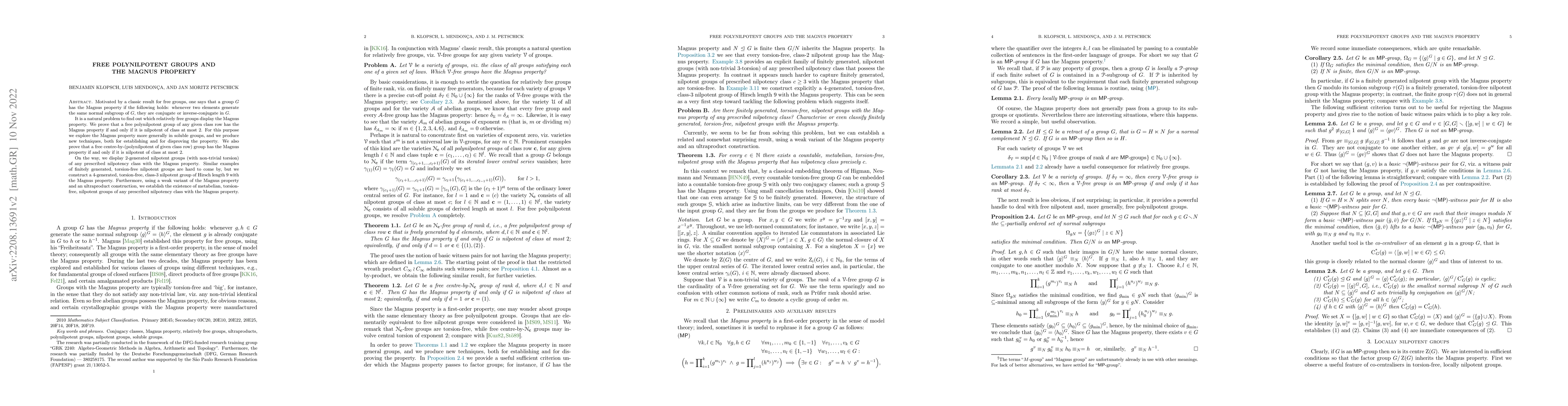Thumbnail for Free polynilpotent groups and the Magnus property