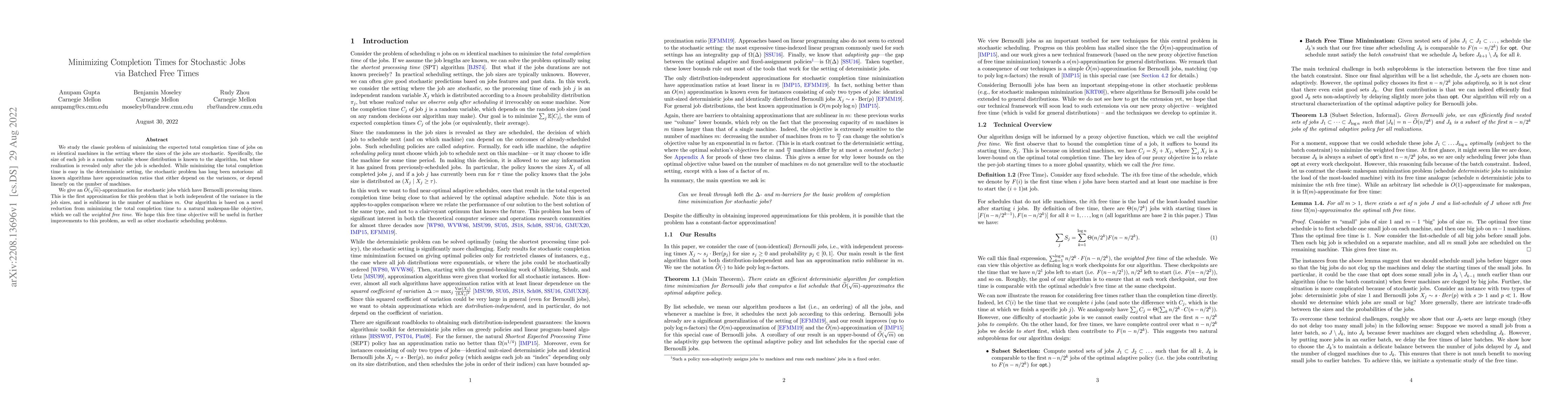 Thumbnail for Minimizing Completion Times for Stochastic Jobs via Batched Free Times