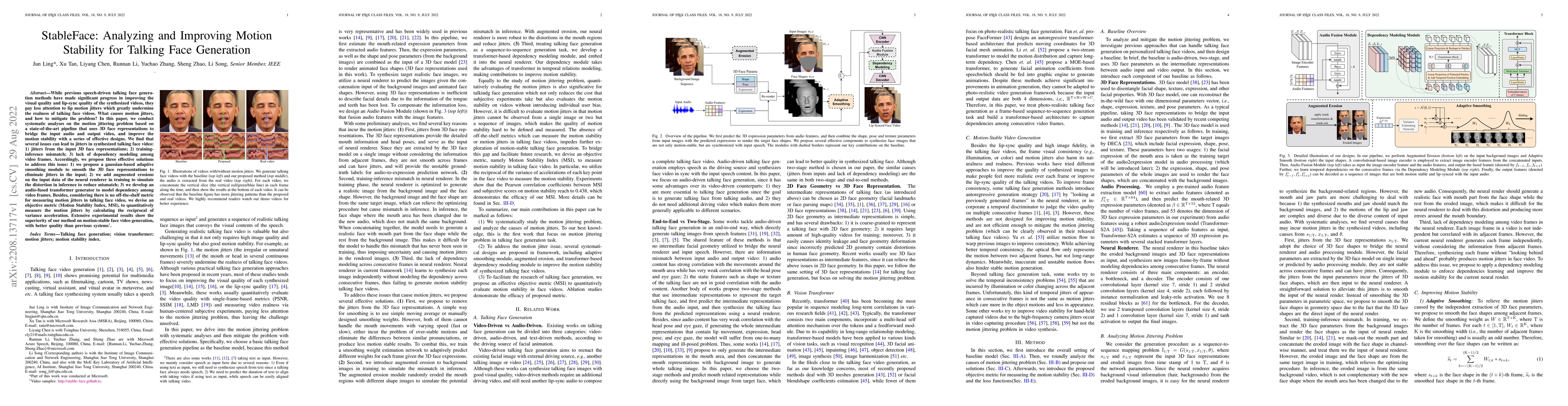 Thumbnail for StableFace: Analyzing and Improving Motion Stability for Talking Face
  Generation