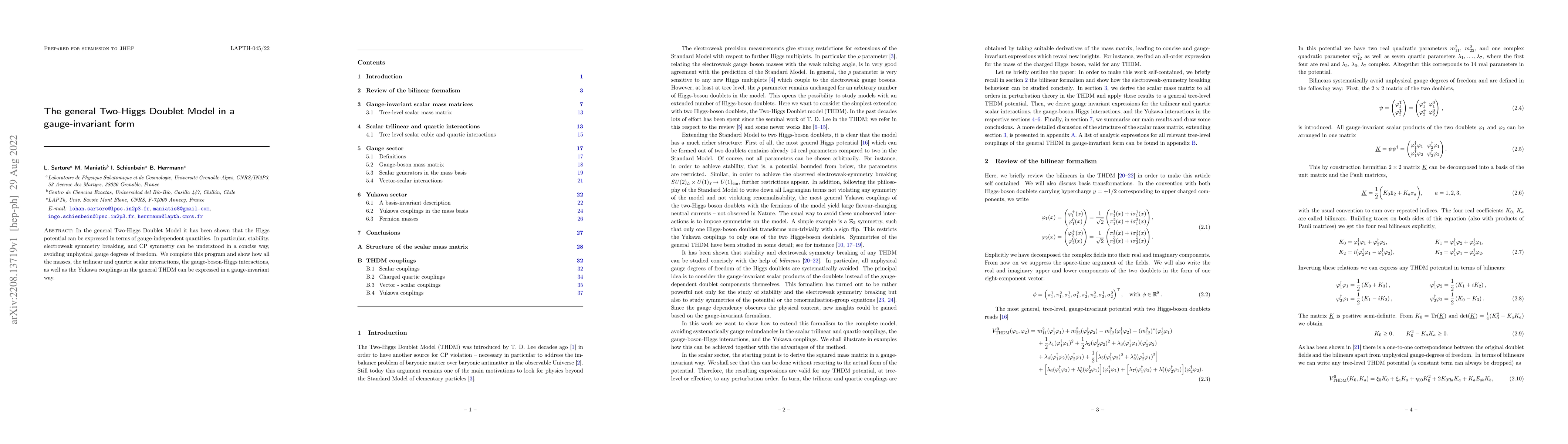 Thumbnail for The general Two-Higgs Doublet Model in a gauge-invariant form