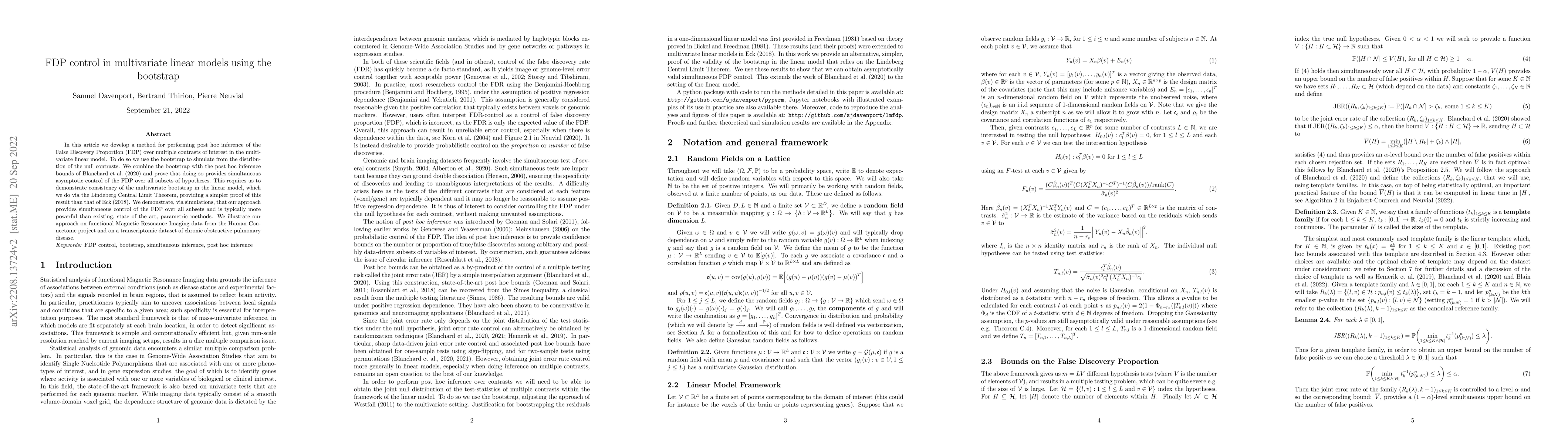 Thumbnail for FDP control in multivariate linear models using the bootstrap