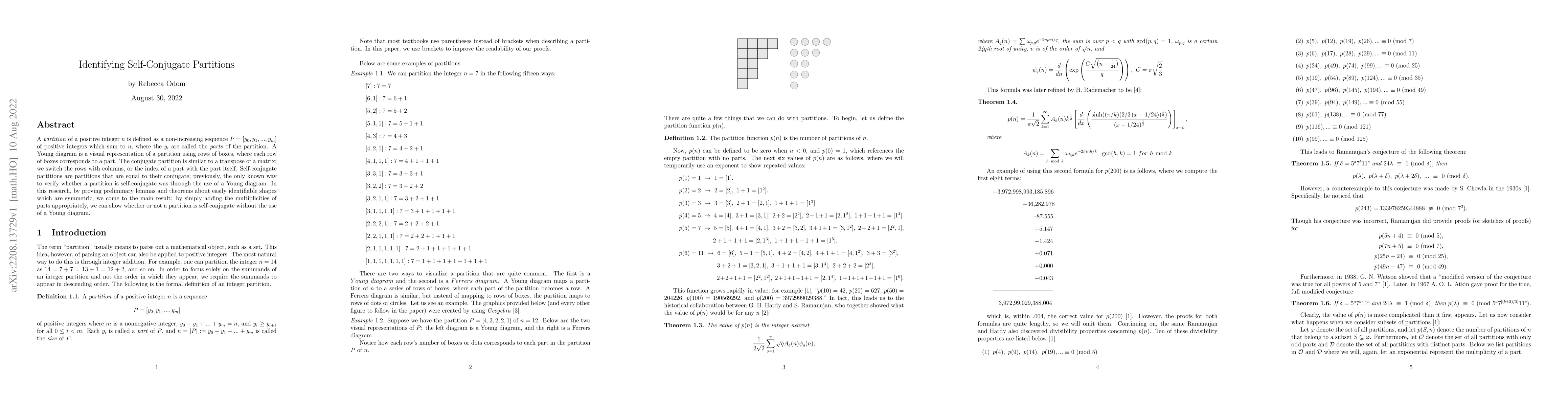 Thumbnail for Identifying Self-Conjugate Partitions