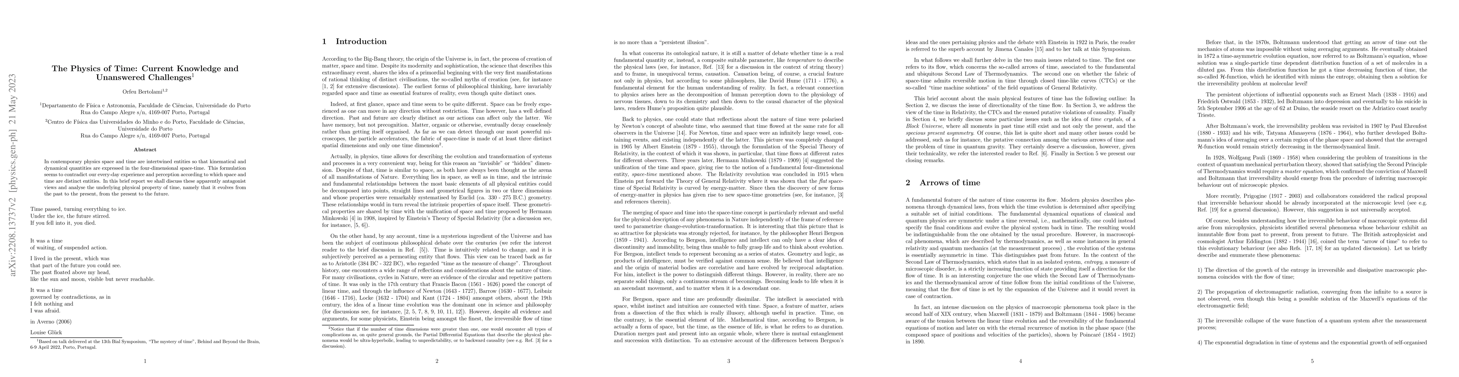 Thumbnail for The Physics of Time: Current Knowledge and Unanswered Challenges