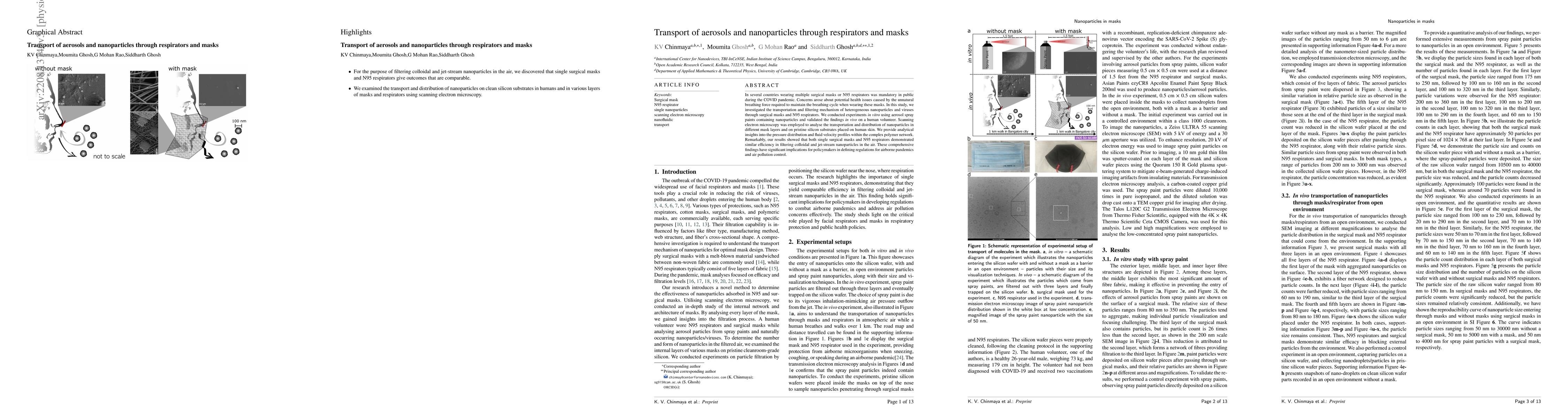 Thumbnail for Transport of aerosols and nanoparticles through respirators and masks