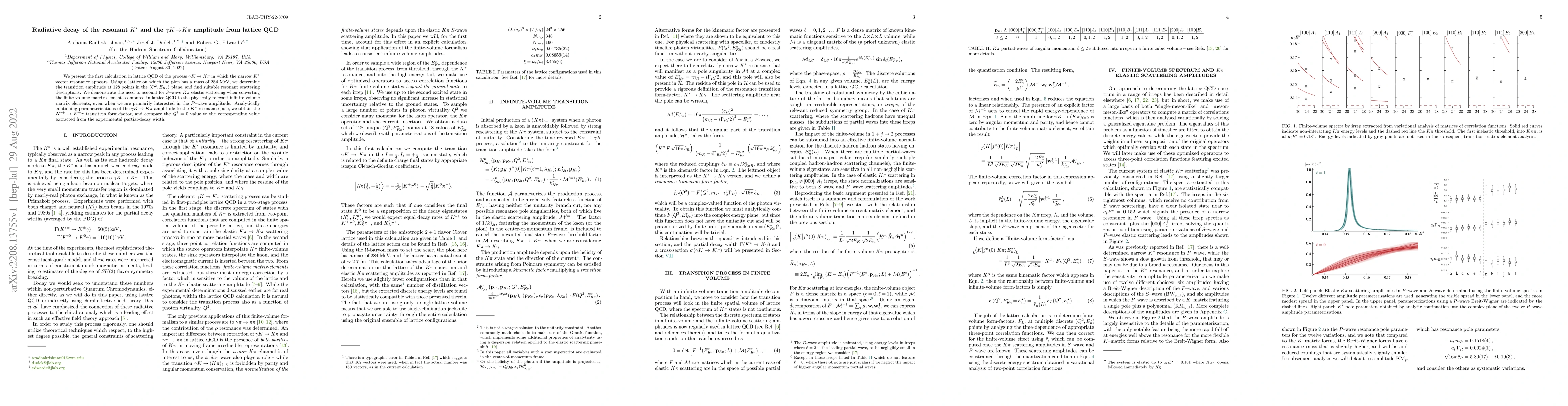 Thumbnail for Radiative decay of the resonant $K^*$ and the $\gamma K \to K \pi$
  amplitude from lattice QCD