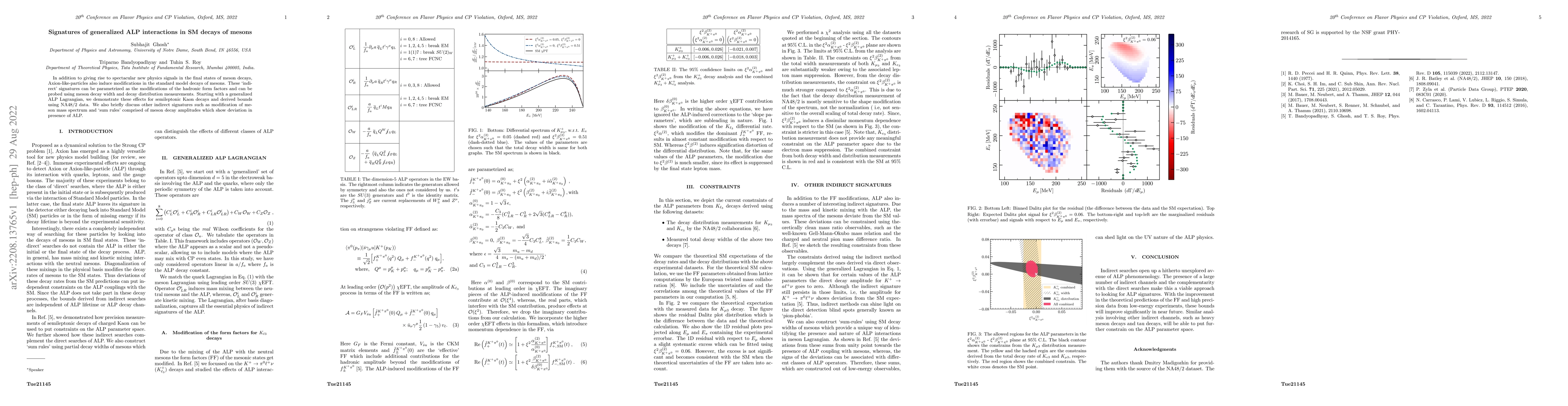 Thumbnail for Signatures of generalized ALP interactions in SM decays of mesons