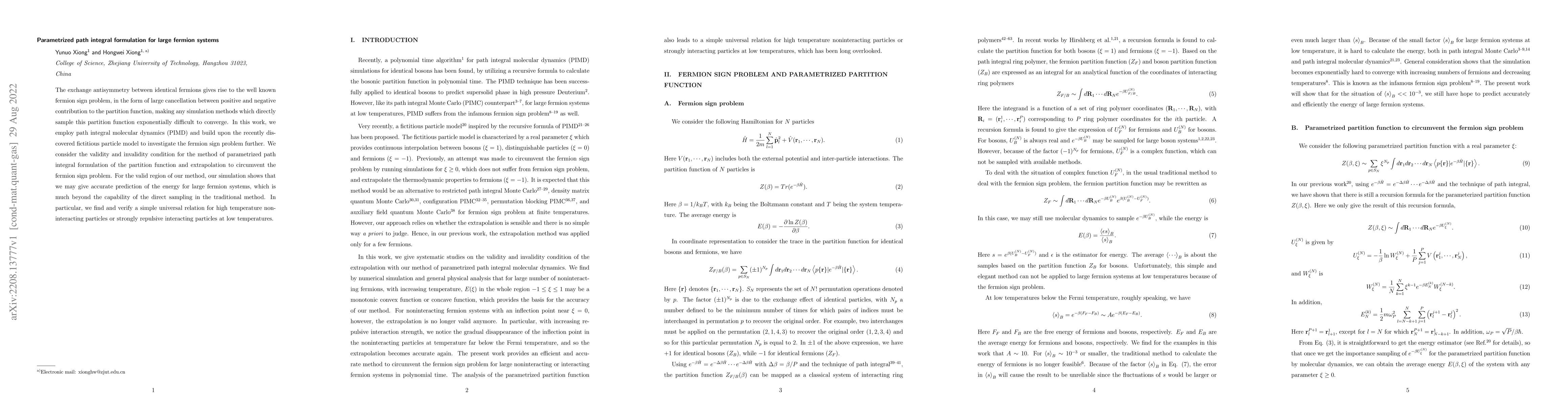 Thumbnail for Parametrized path integral formulation for large fermion systems