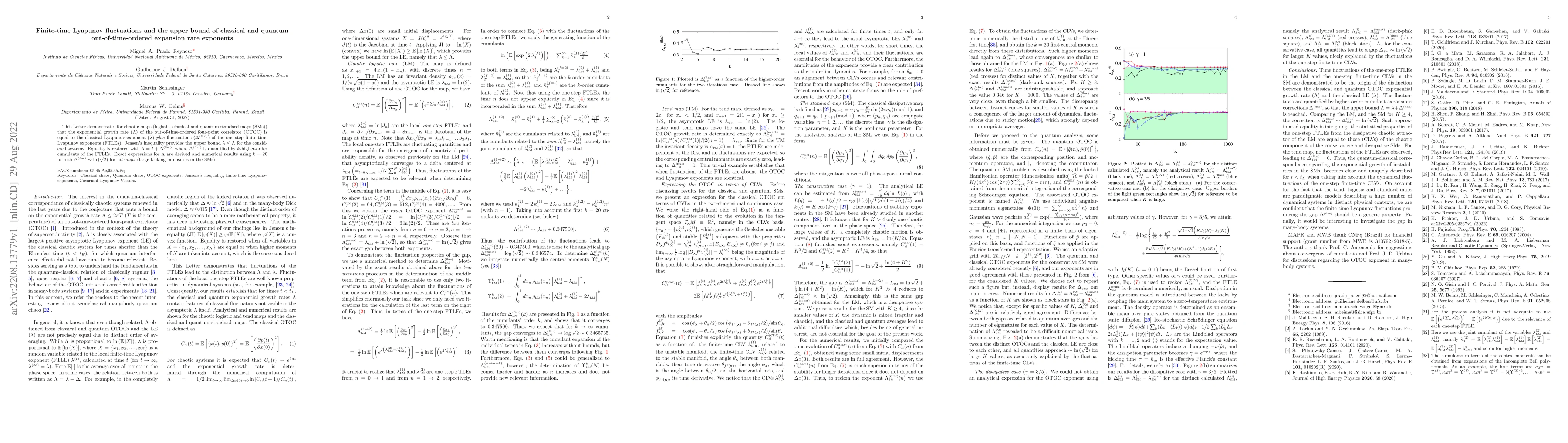 Thumbnail for Finite-time Lyapunov fluctuations and the upper bound of classical and
  quantum out-of-time-ordered expansion rate exponents