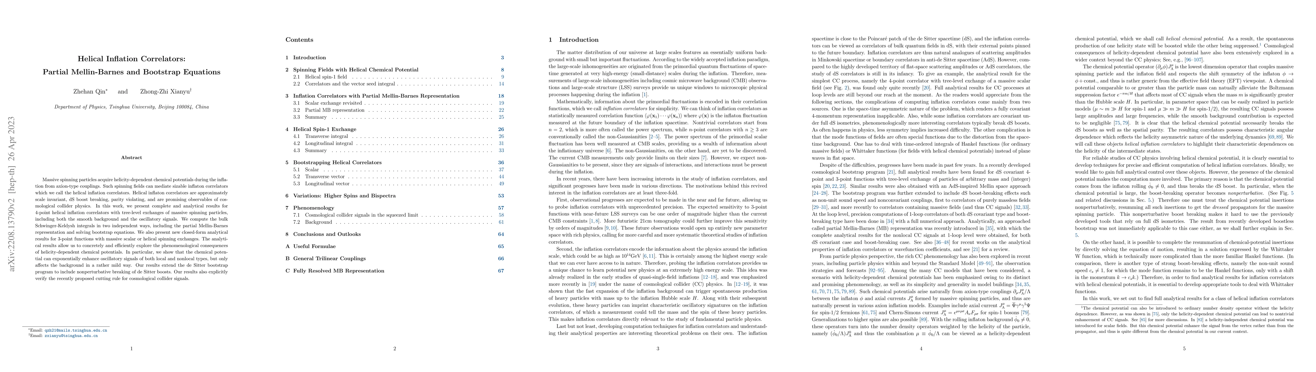 Thumbnail for Helical Inflation Correlators: Partial Mellin-Barnes and Bootstrap
  Equations