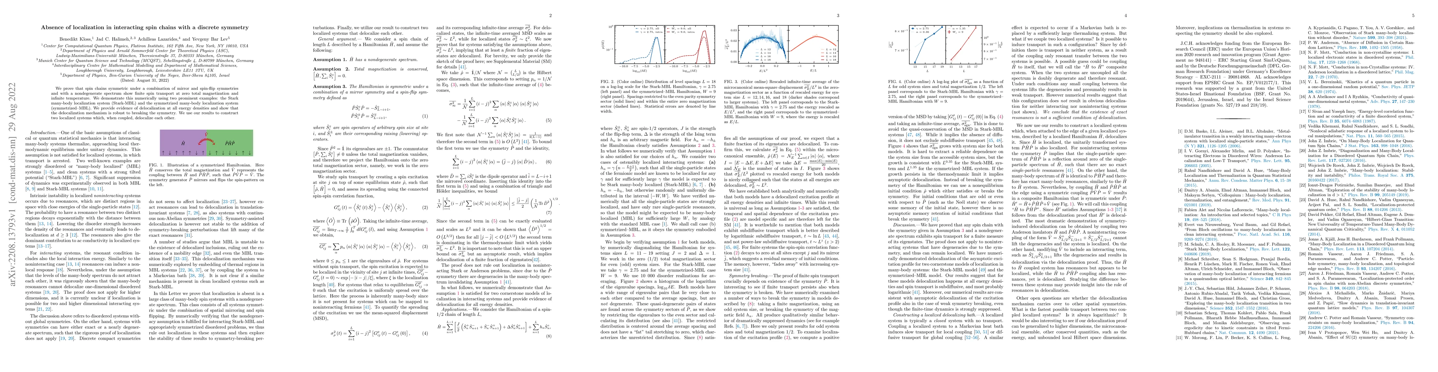 Thumbnail for Absence of localization in interacting spin chains with a discrete
  symmetry