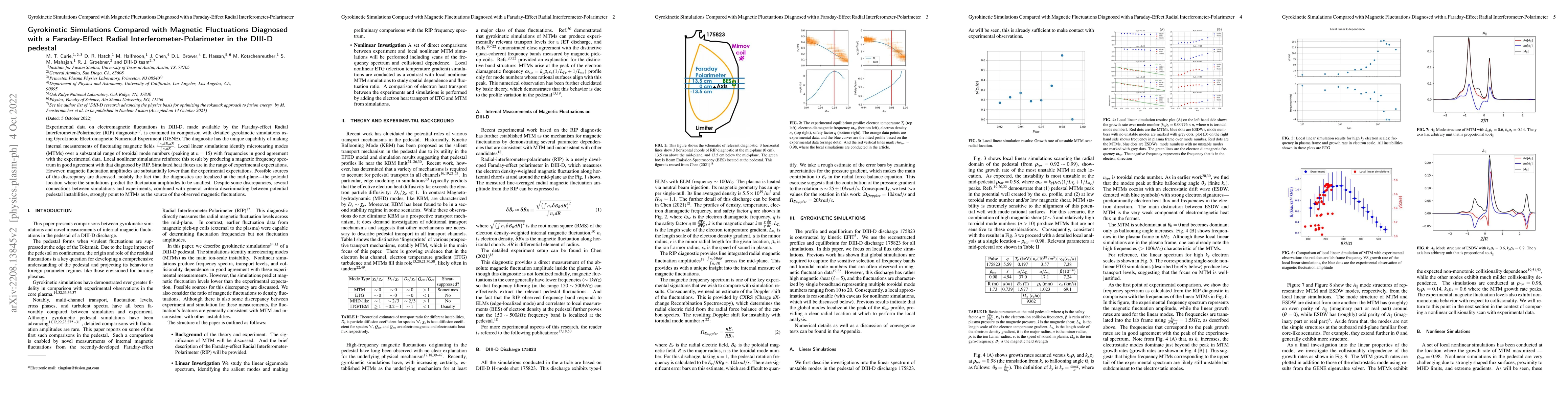 Thumbnail for Gyrokinetic Simulations Compared with Magnetic Fluctuations Diagnosed
  with a Faraday-Effect Radial Interferometer-Polarimeter in the DIII-D
  pedestal