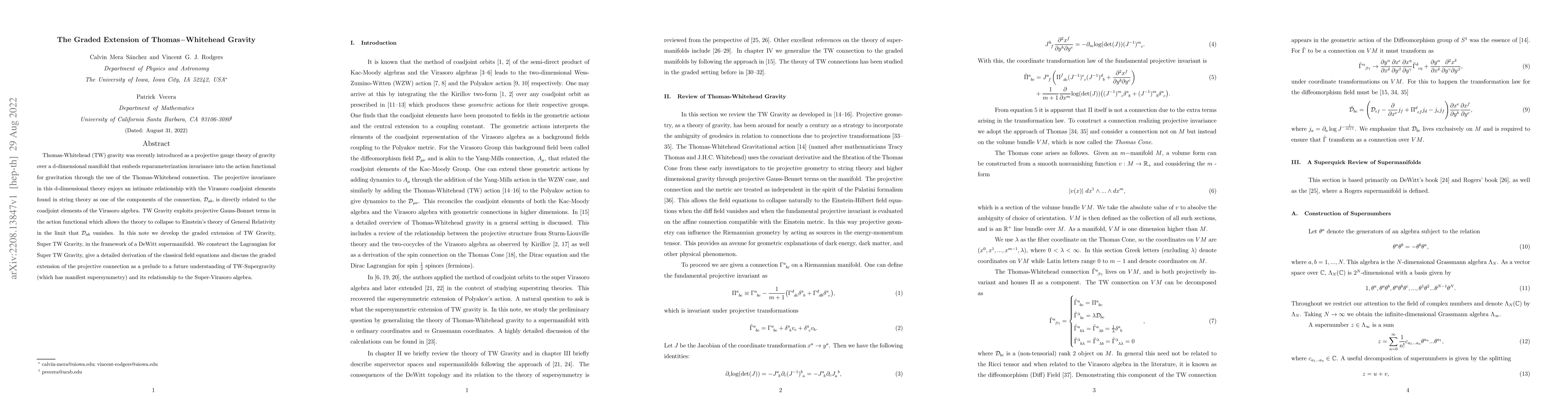 Thumbnail for The Graded Extension of Thomas-Whitehead Gravity