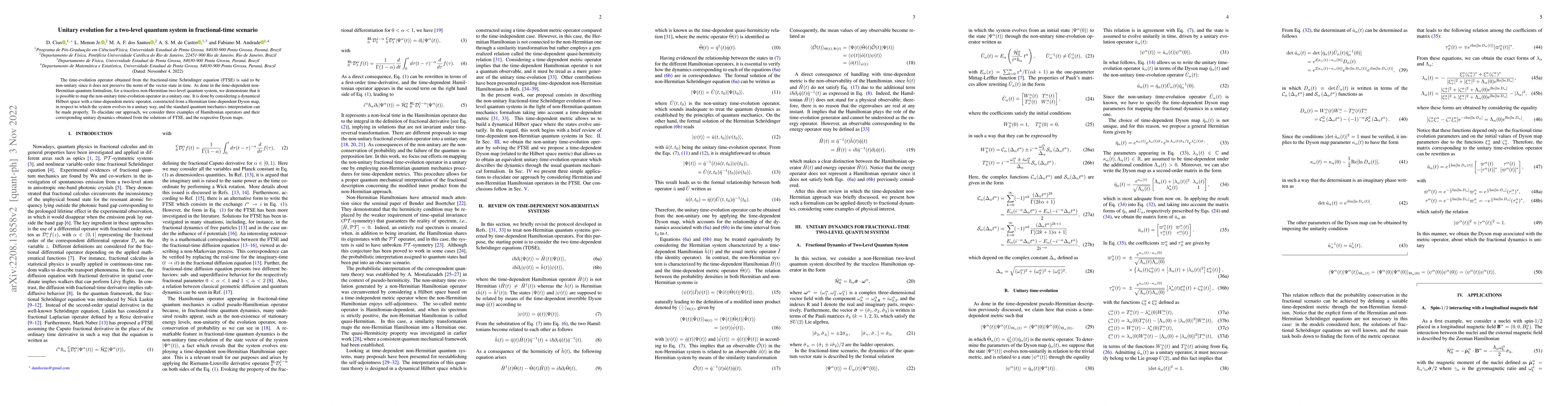 Thumbnail for Unitary evolution for a two-level quantum system in fractional-time
  scenario
