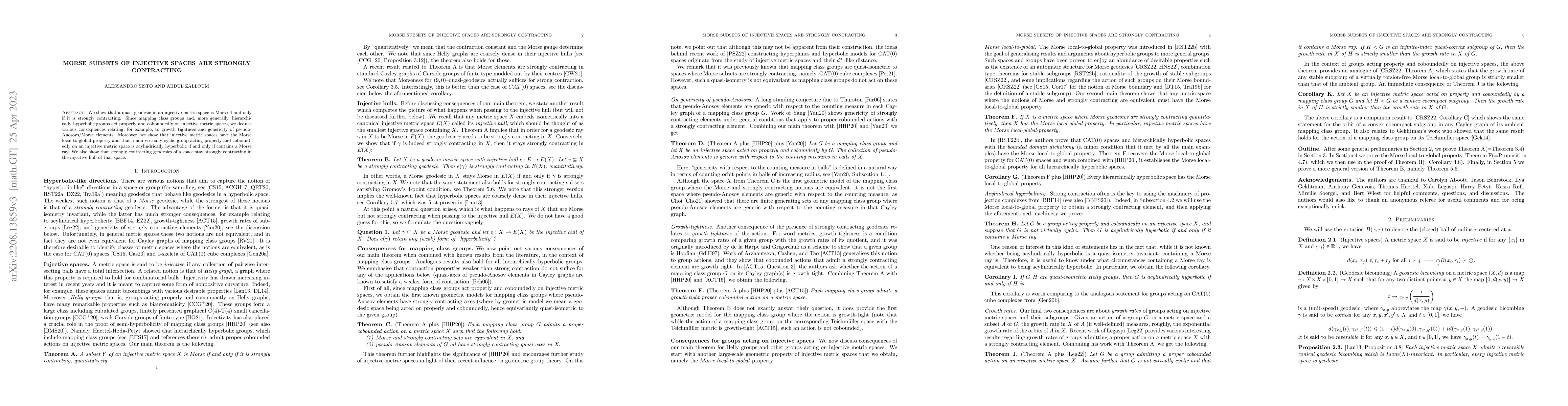 Thumbnail for Morse subsets of injective spaces are strongly contracting