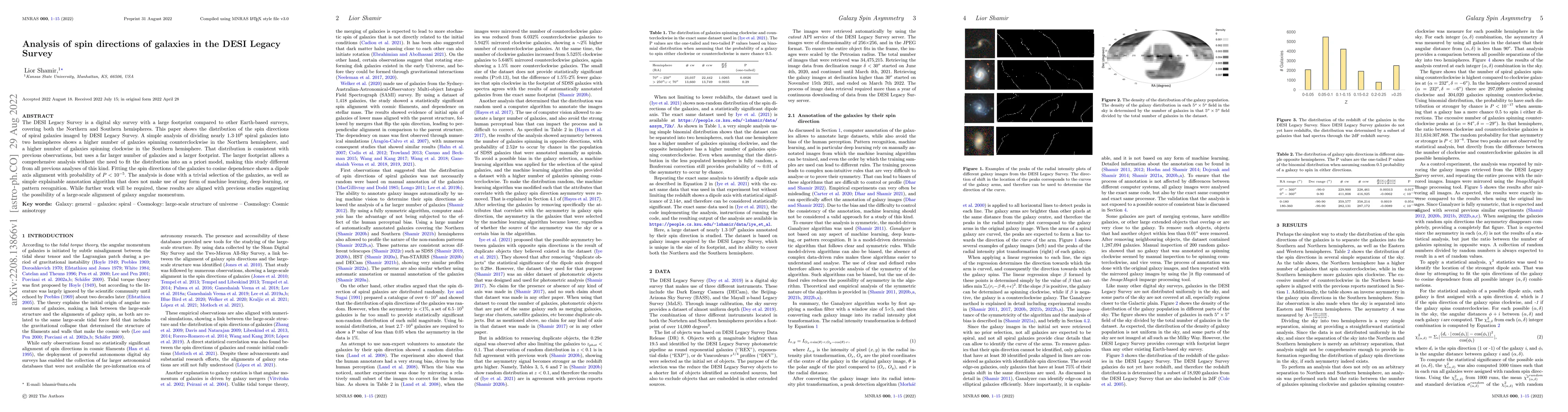 Thumbnail for Analysis of spin directions of galaxies in the DESI Legacy Survey