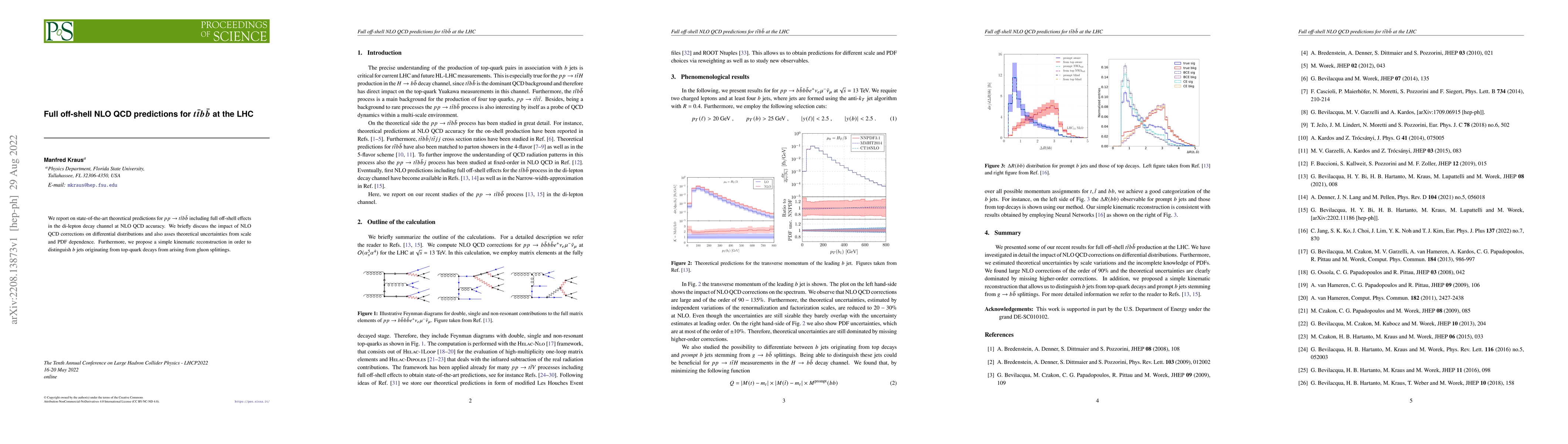 Thumbnail for Full off-shell NLO QCD predictions for $t\bar{t}b\bar{b}$ at the LHC