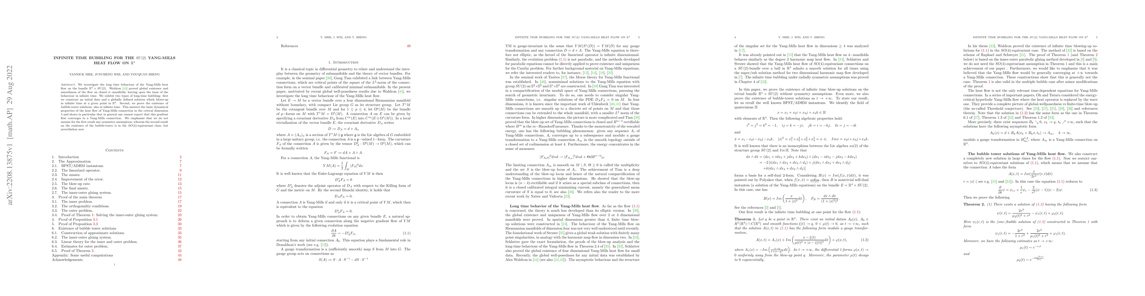 Thumbnail for Infinite time bubbling for the $SU(2)$ Yang-Mills heat flow on
  $\mathbb{R}^4$