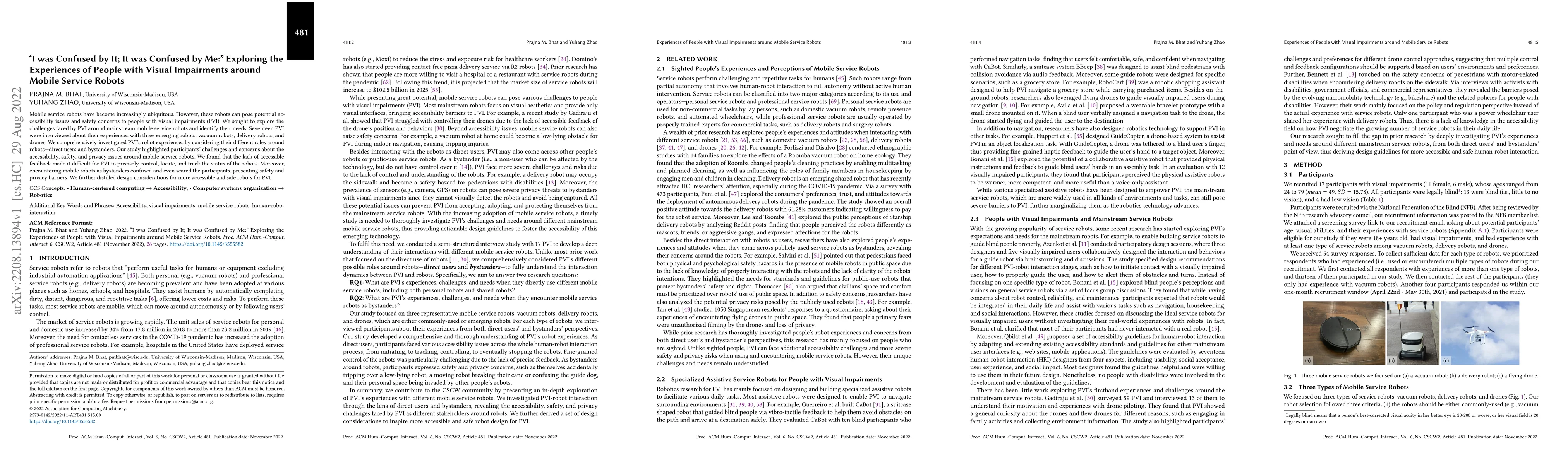 Thumbnail for "I was Confused by It; It was Confused by Me:" Exploring the Experiences
  of People with Visual Impairments around Mobile Service Robots