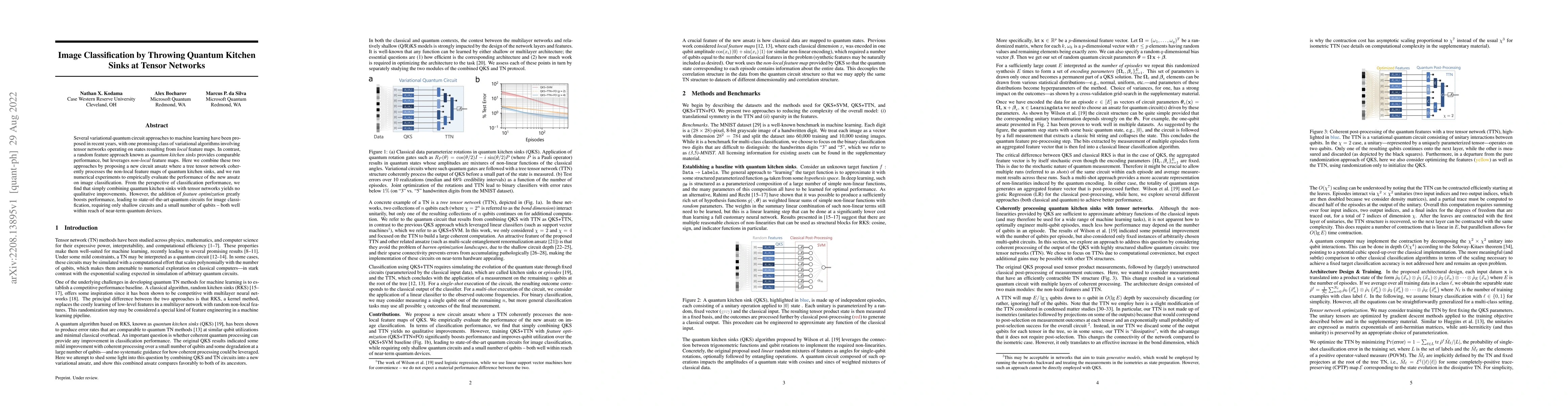 Thumbnail for Image Classification by Throwing Quantum Kitchen Sinks at Tensor
  Networks
