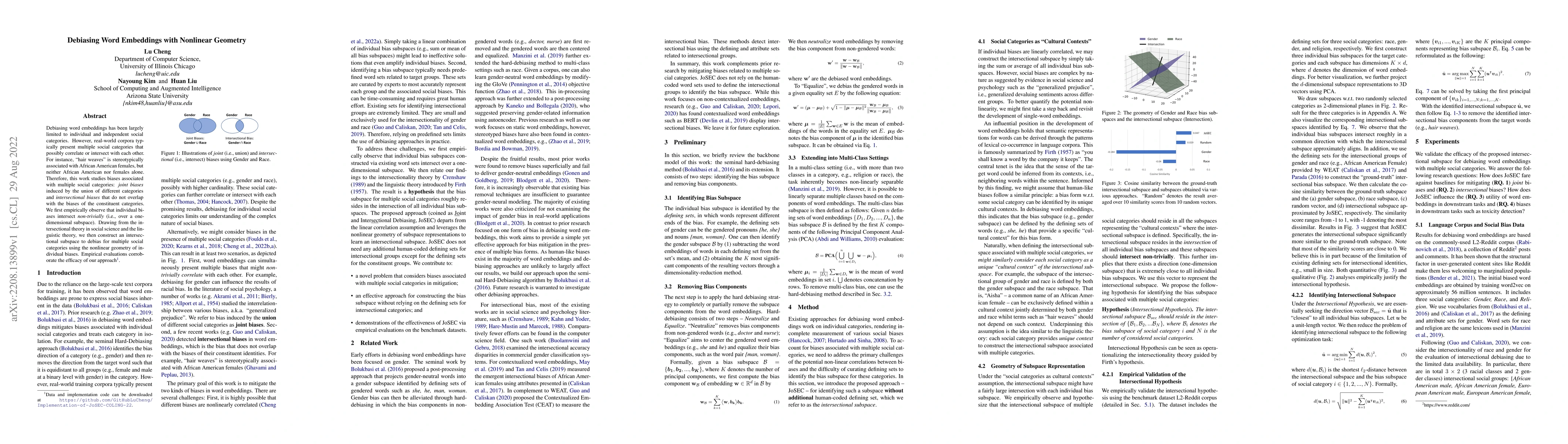Thumbnail for Debiasing Word Embeddings with Nonlinear Geometry