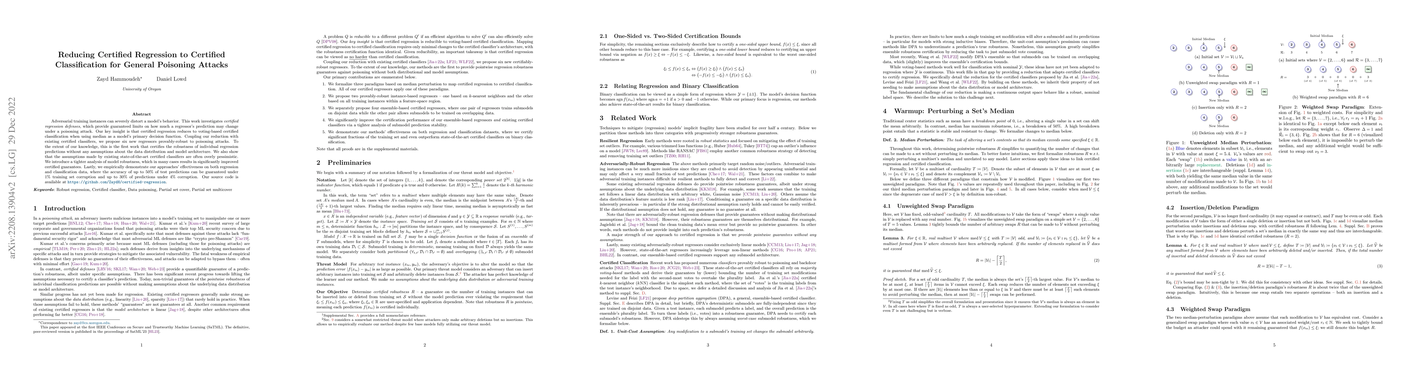 Thumbnail for Reducing Certified Regression to Certified Classification for General
  Poisoning Attacks