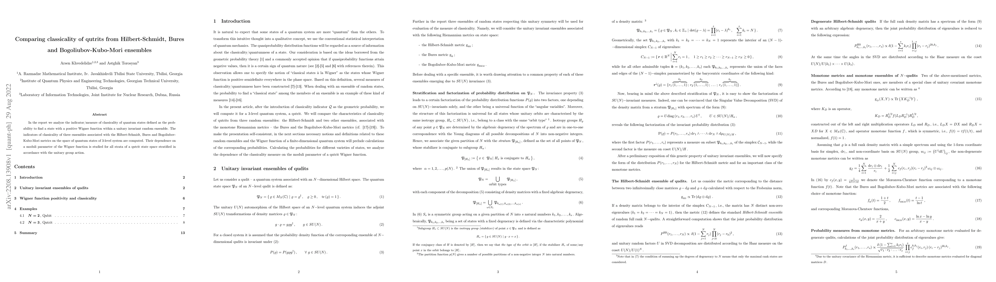 Thumbnail for Comparing classicality of qutrits from Hilbert-Schmidt, Bures and
  Bogoliubov-Kubo-Mori ensembles