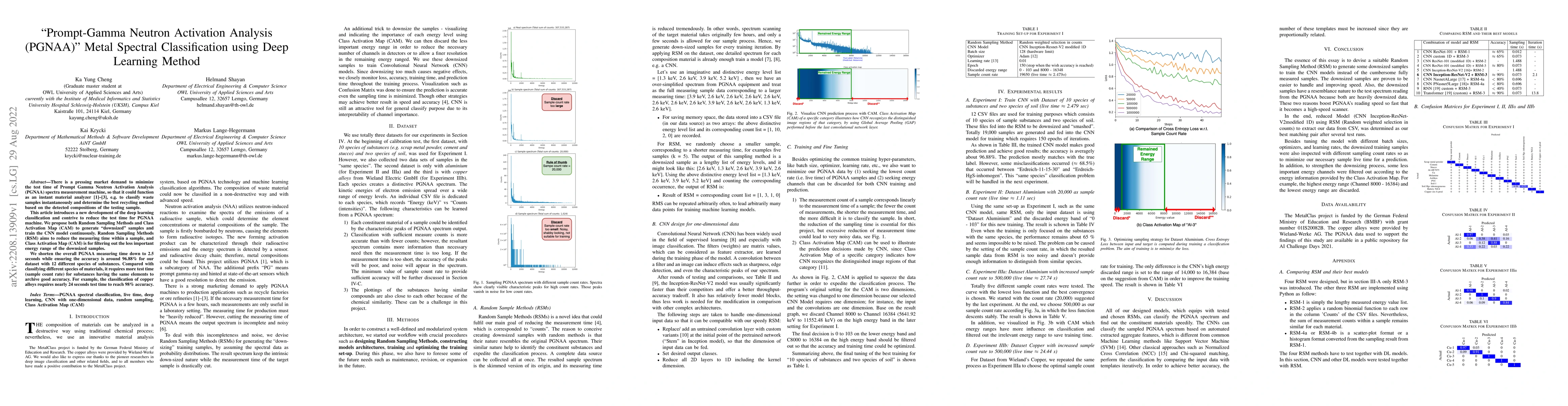 Thumbnail for "Prompt-Gamma Neutron Activation Analysis (PGNAA)" Metal Spectral
  Classification using Deep Learning Method